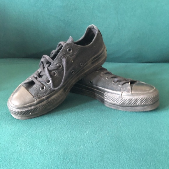!! SOLD!! NBW HARD TO FIND ALL BLACK CONVERSE ALL STAR PLATFORMS LOW TOPS - Picture 2 of 4